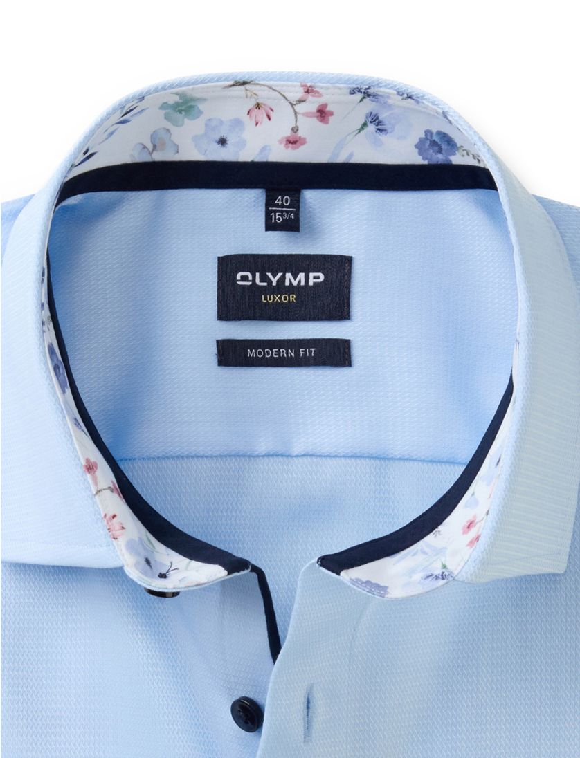 overhemd Olymp Modern Fit korte mouw lichtblauw katoen