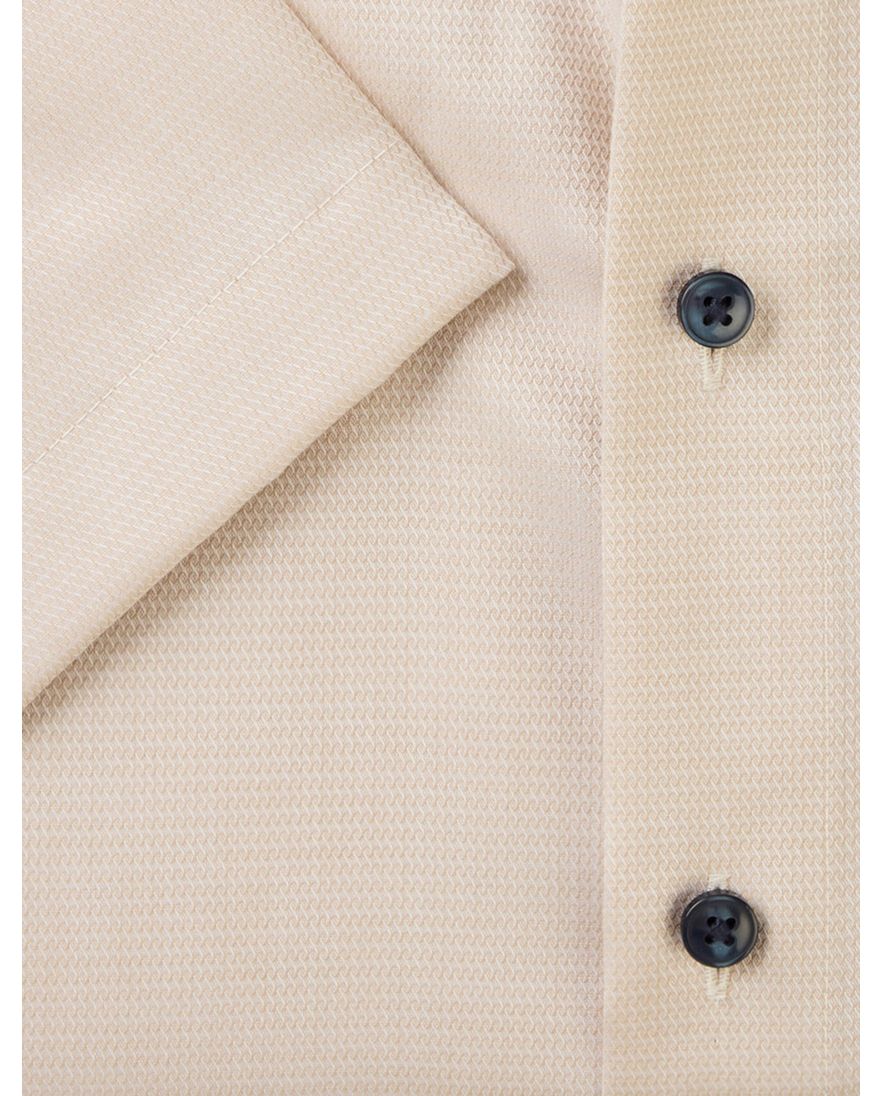 Olymp overhemd korte mouw beige effen normale fit