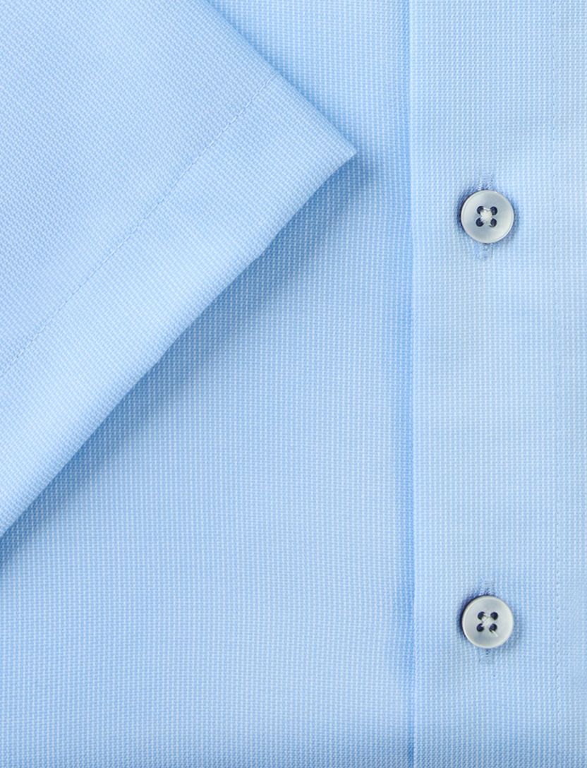 Olymp effen blauw katoen overhemd normale fit strijkvrij