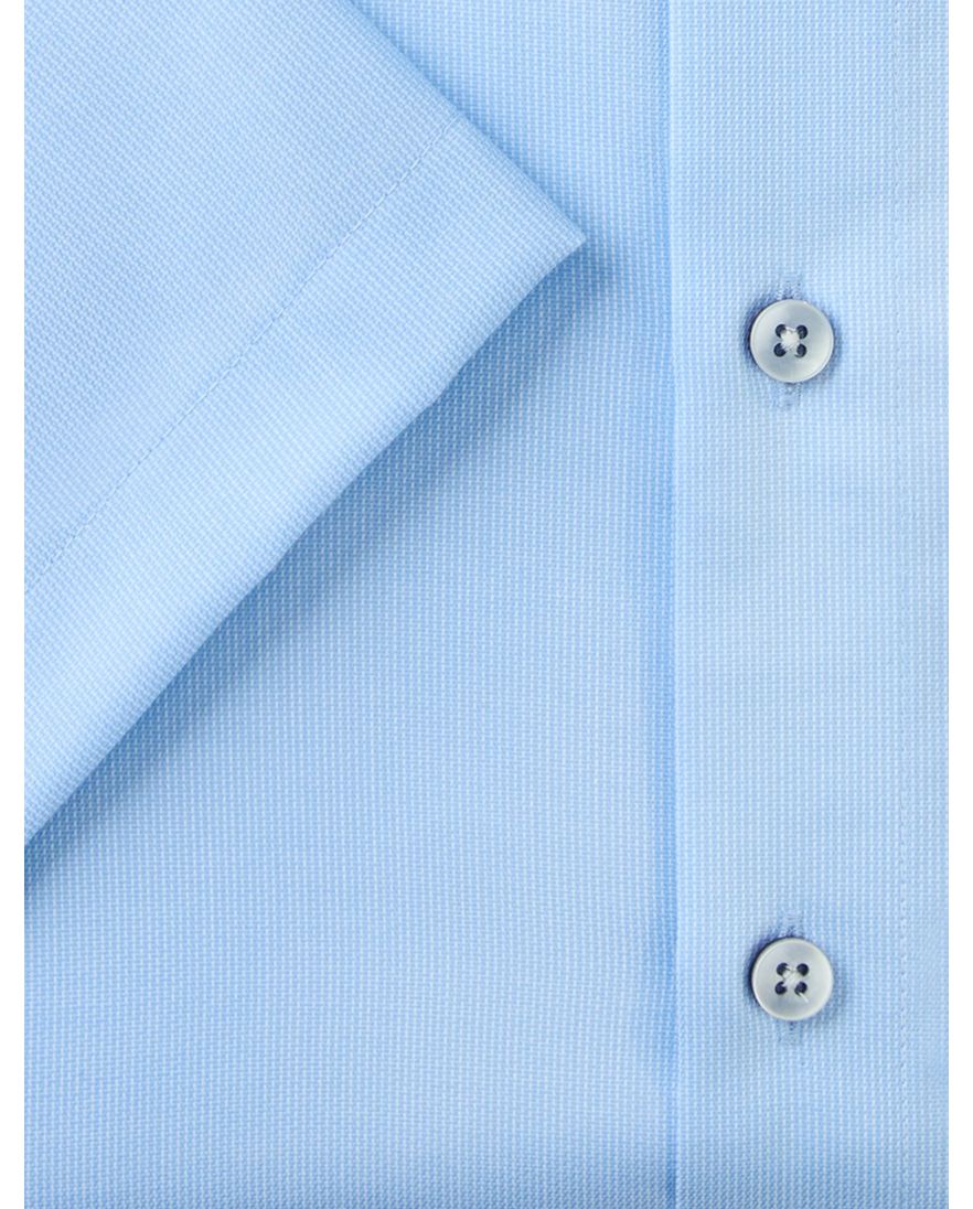 Olymp effen blauw korte mouw overhemd normale fit strijkvrij