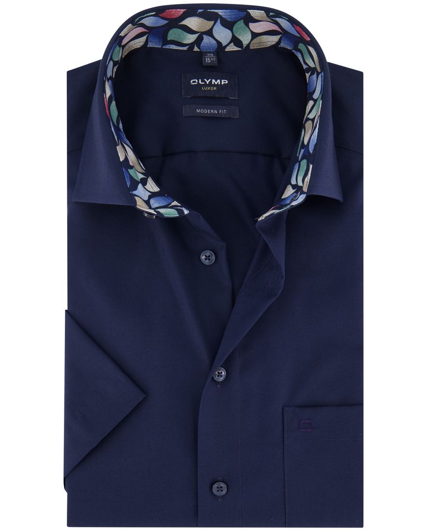 Olymp overhemd donkerblauw katoen