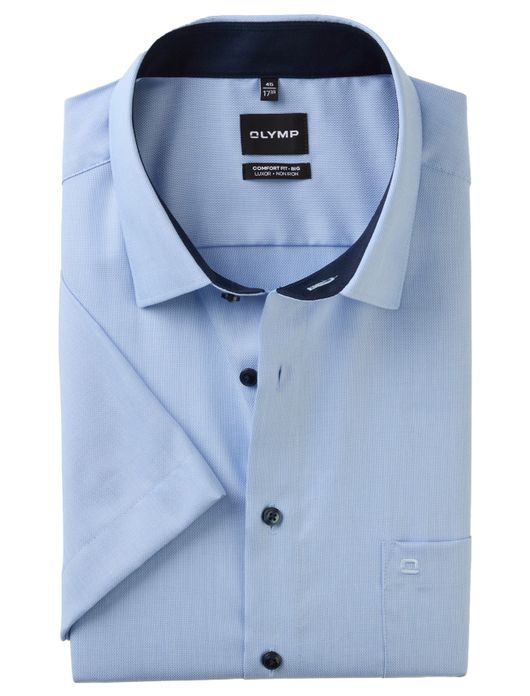 Olymp overhemd blauw korte mouw
