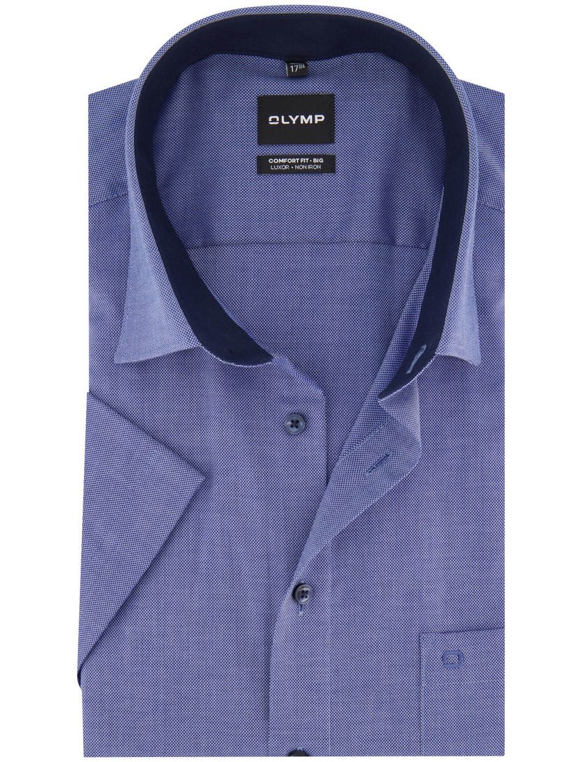 overhemd Olymp Comfort Fit blauw strijkvrij katoen