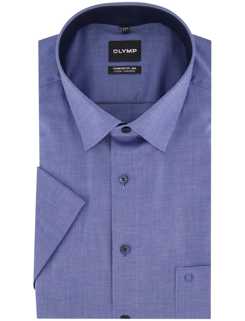 overhemd Olymp Comfort Fit blauw strijkvrij katoen