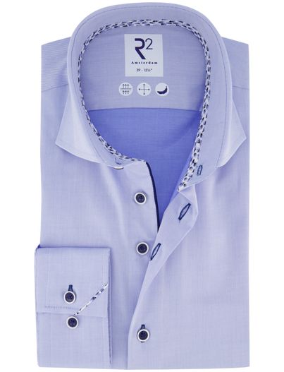 R2 R2 overhemd lichtblauw effen katoen
