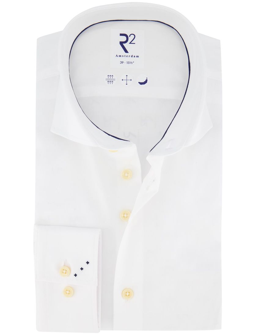 R2 amsterdam overhemd wit katoen wide collar