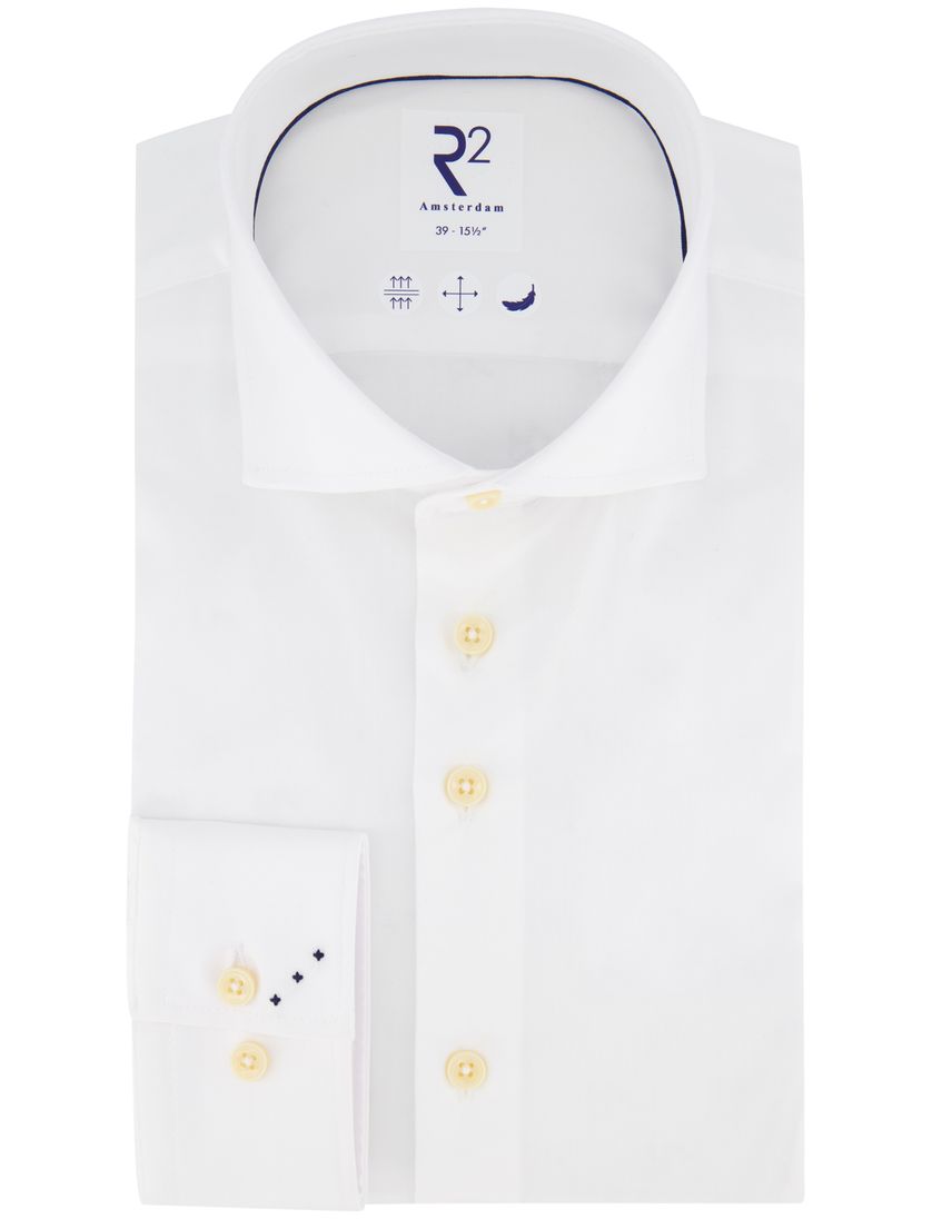 R2 amsterdam overhemd wit katoen wide collar