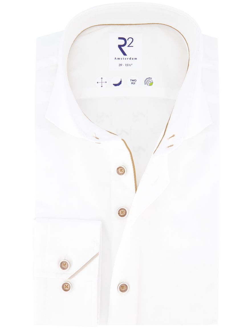 R2 overhemd wit katoen lange mouw
