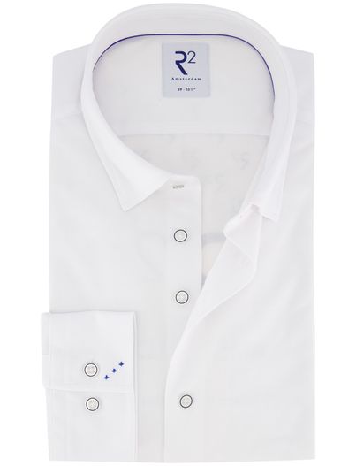 R2 R2 amsterdam overhemd wit effen