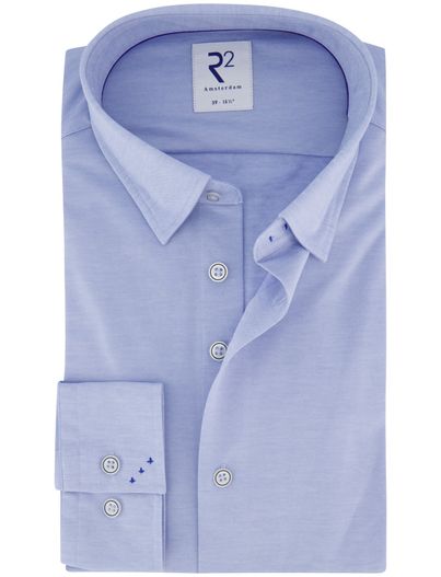 R2 R2 overhemd lichtblauw gemeleerd knitted