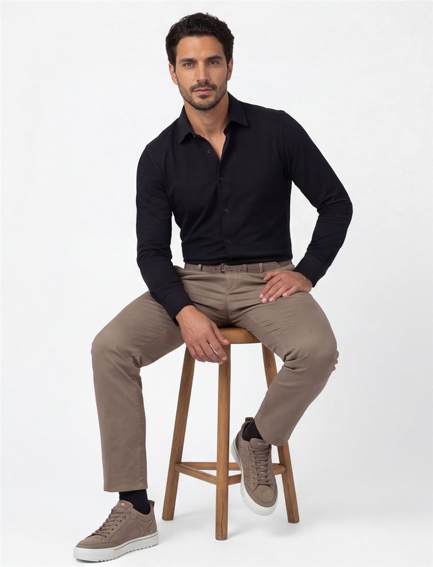 R2 overhemd zwart button-under