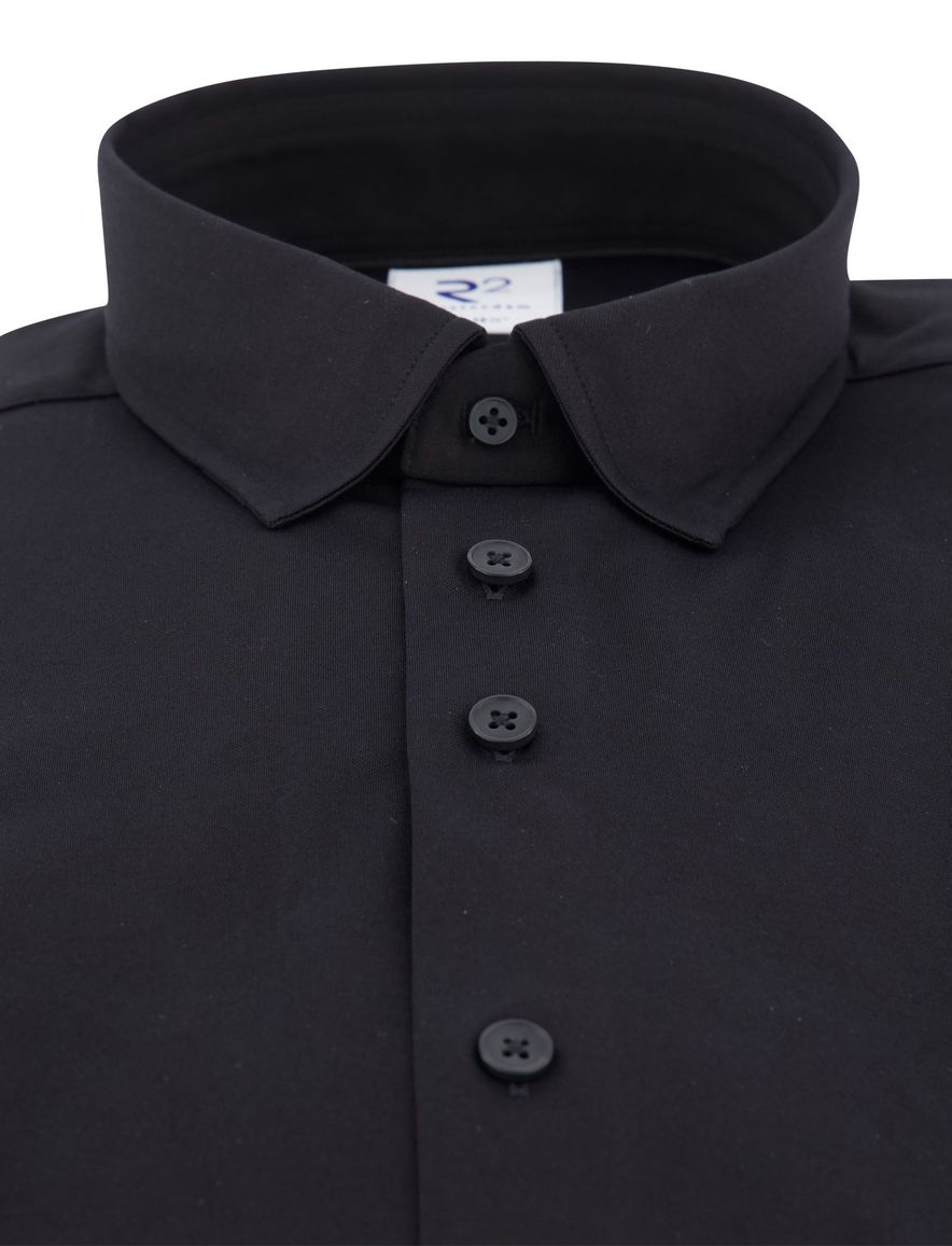 R2 overhemd zwart button-under
