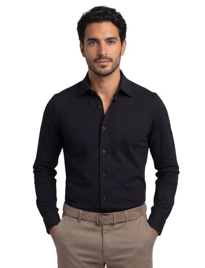 R2 R2 overhemd zwart button-under