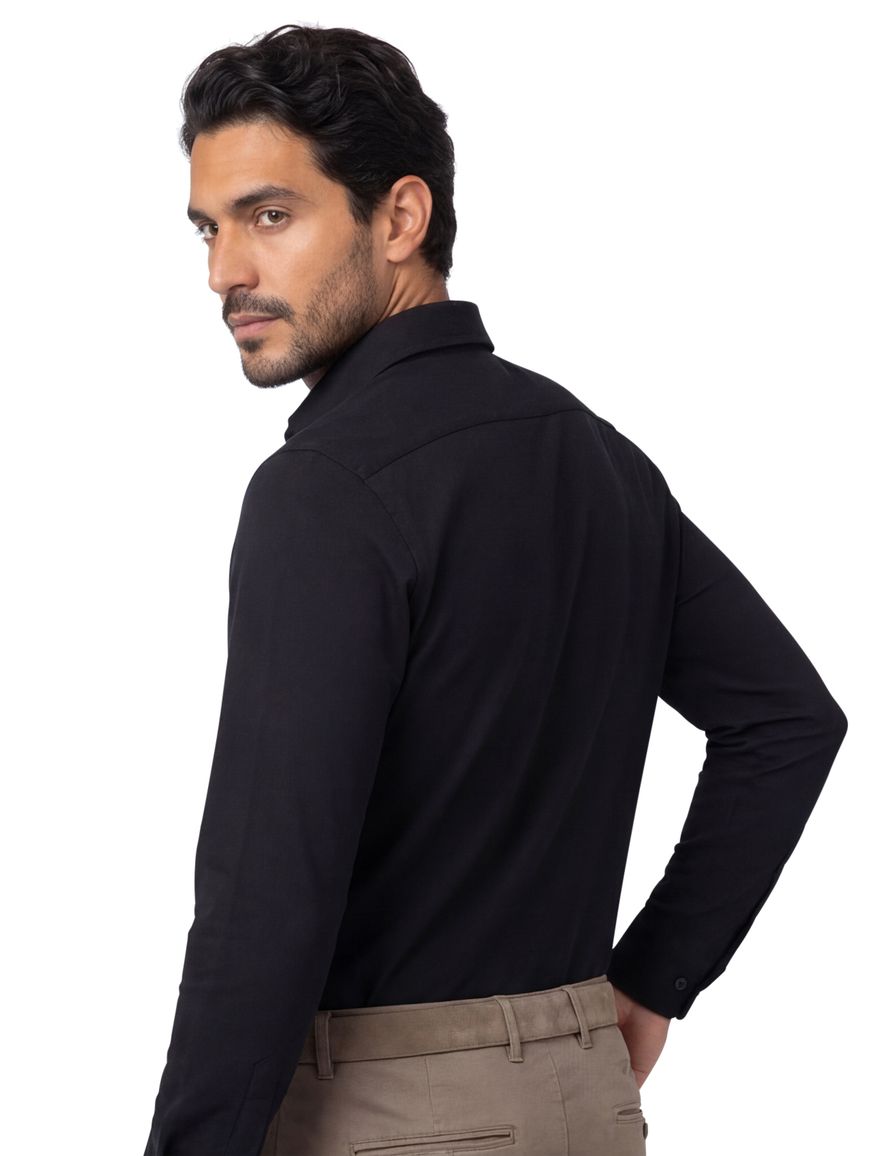 R2 overhemd zwart button-under