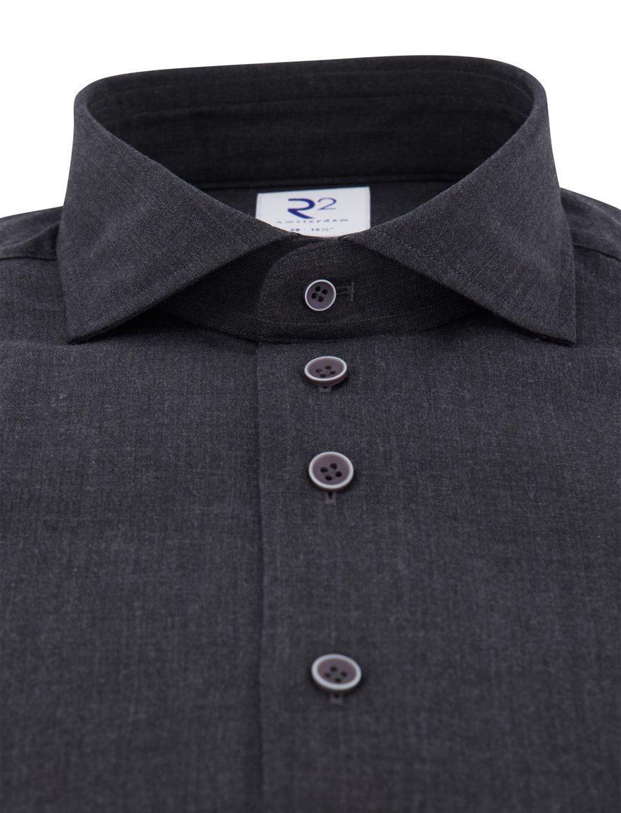 R2 overhemd donkergrijs wol