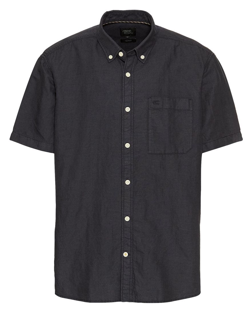 Camel Active overhemd korte mouw donkerblauw button-down