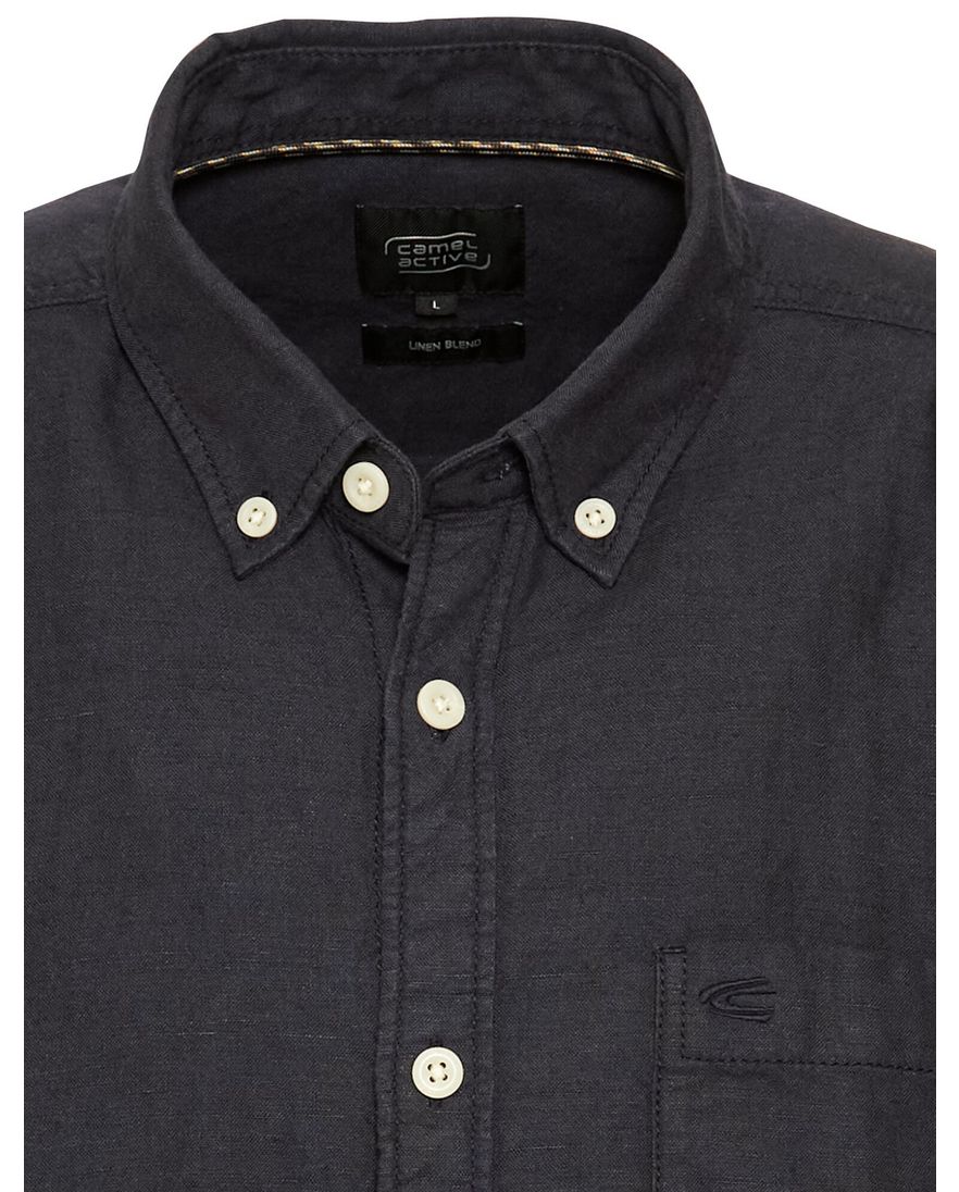Camel Active overhemd korte mouw donkerblauw button-down