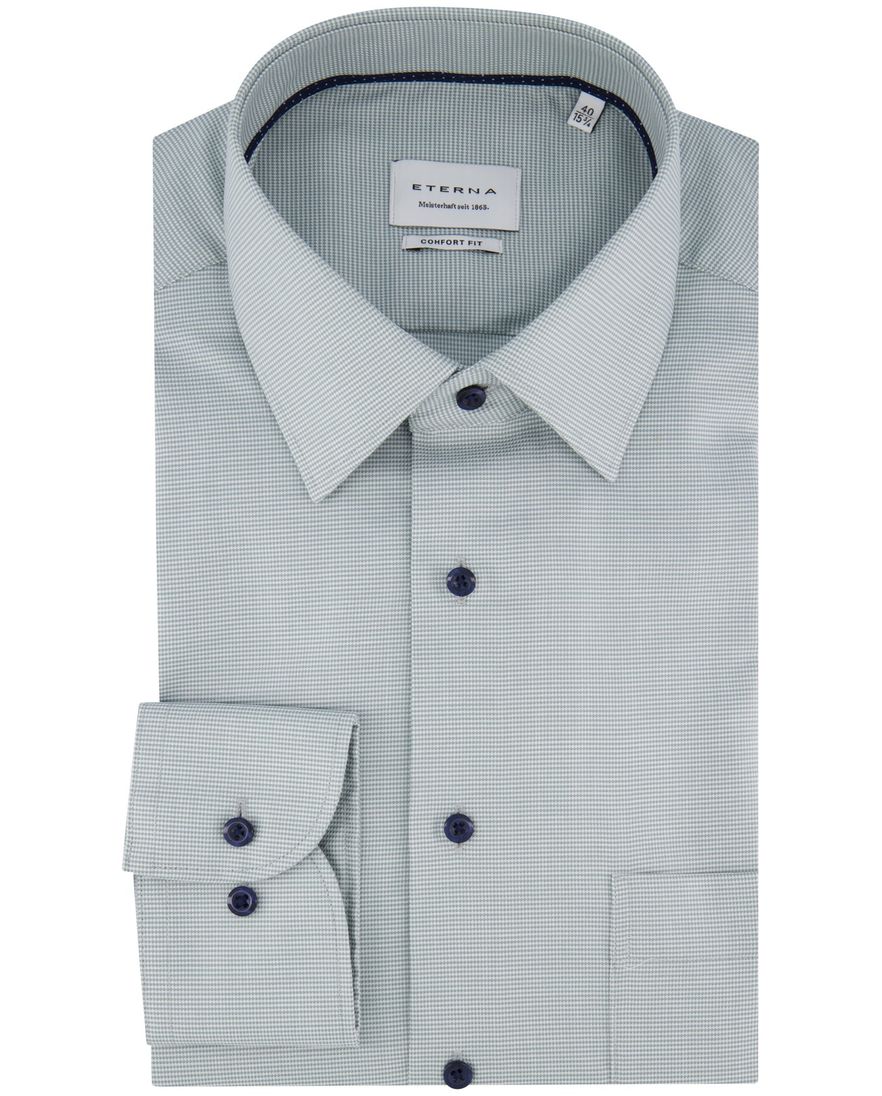 Eterna overhemd groen lange mouw comfort fit