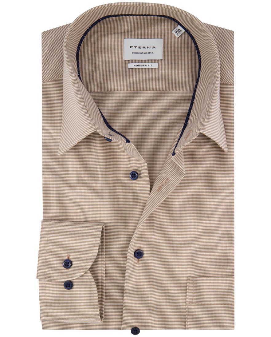 Eterna overhemd beige lange mouw modern fit
