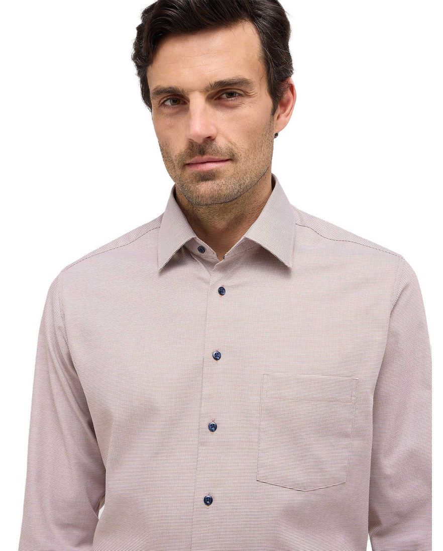 Eterna overhemd beige lange mouw modern fit