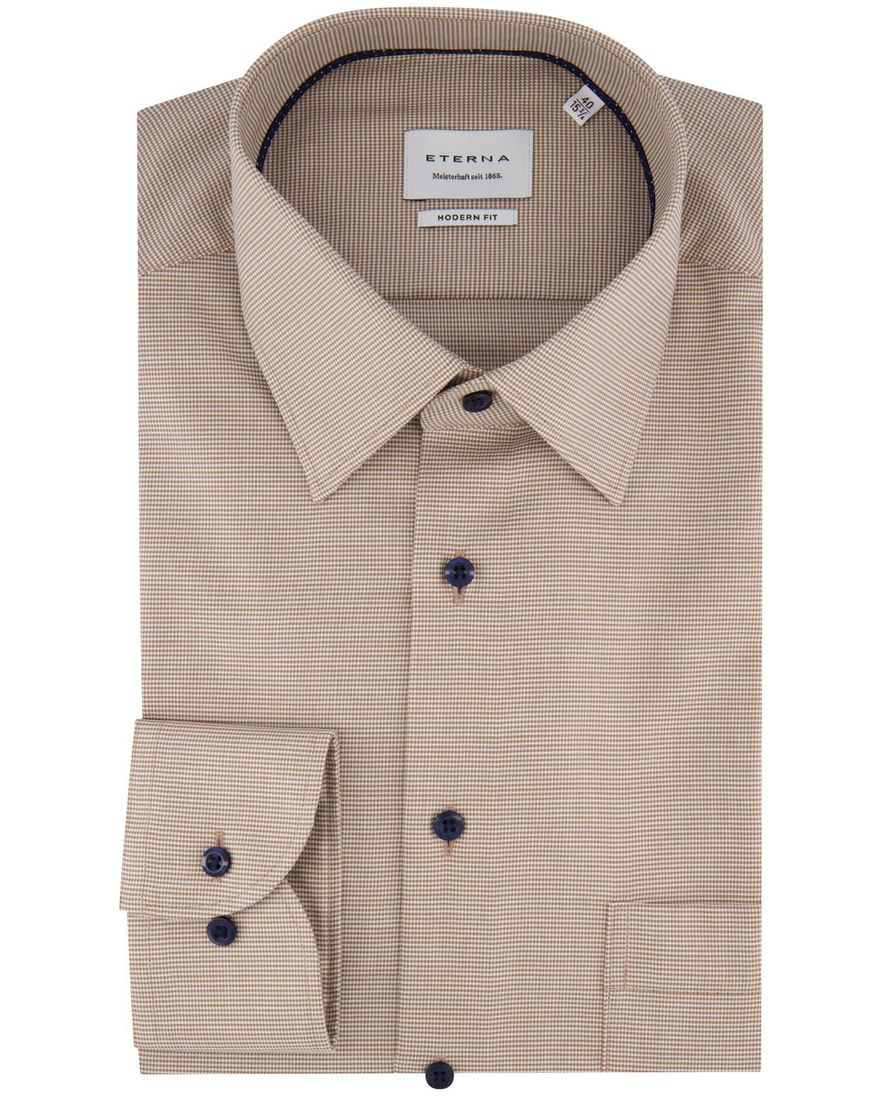 Eterna overhemd beige lange mouw modern fit