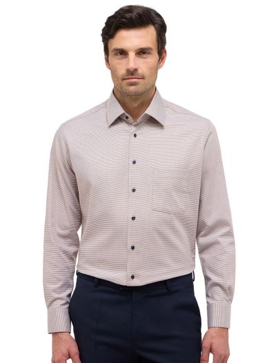 Eterna Eterna overhemd beige lange mouw modern fit