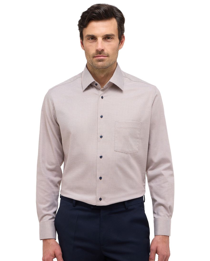 Eterna overhemd beige lange mouw modern fit