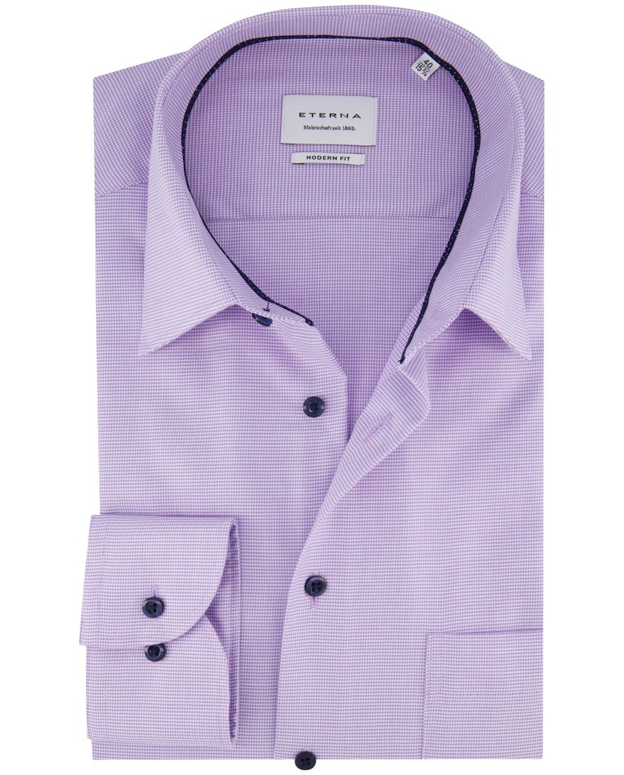 Eterna overhemd paars lange mouw modern fit