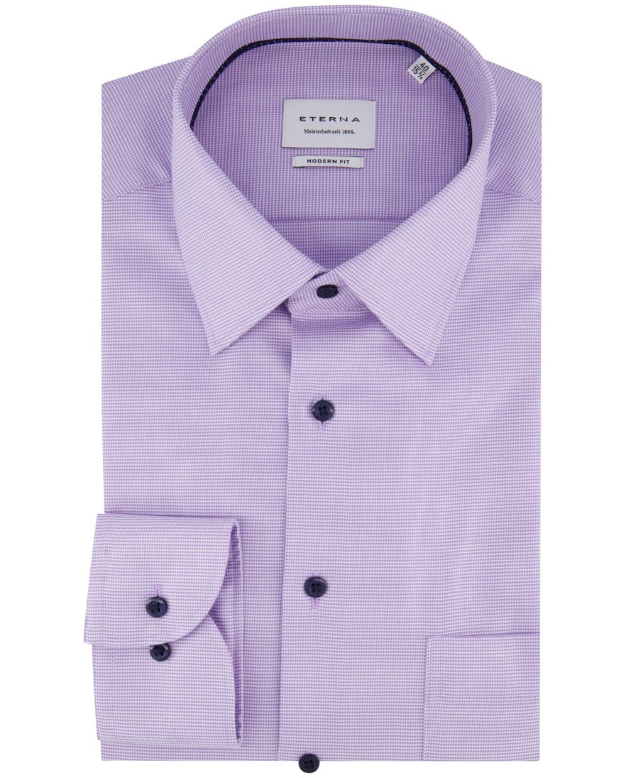 Eterna overhemd paars lange mouw modern fit