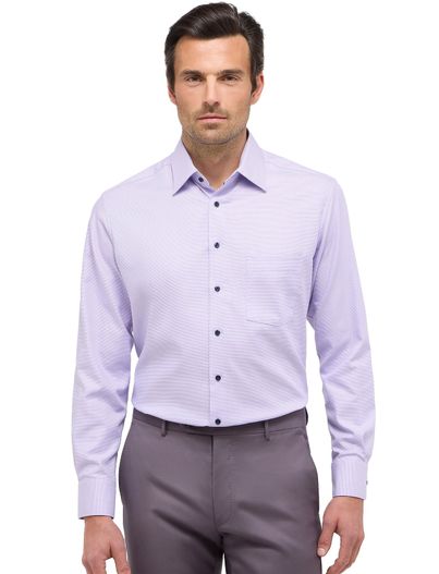 Eterna Eterna overhemd paars lange mouw met borstzak strijkvrij