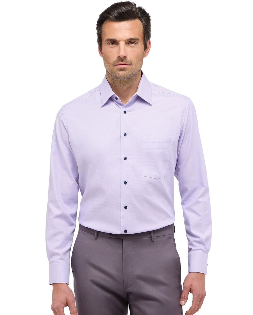 Eterna overhemd paars lange mouw modern fit