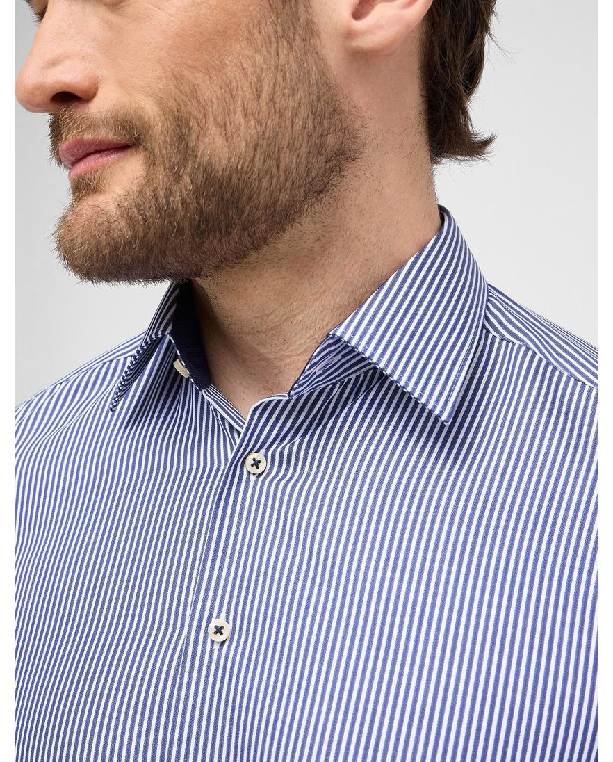 Eterna overhemd gestreept blauw wijde fit