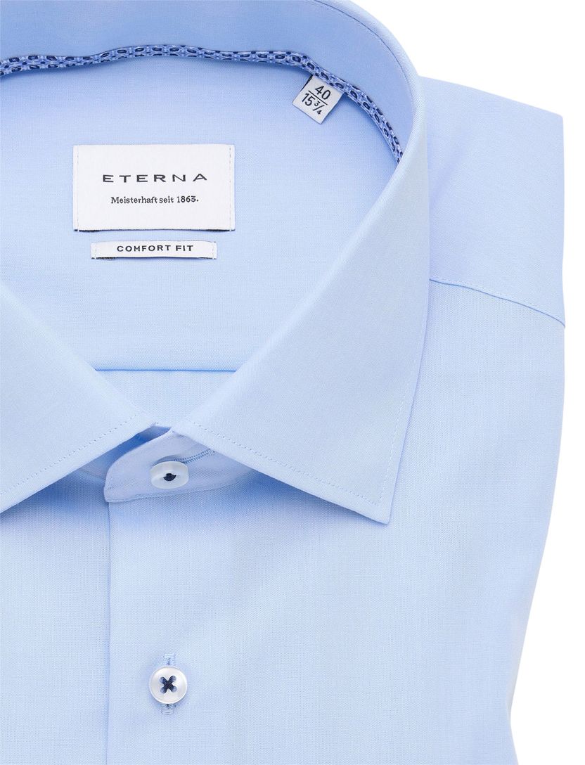 Eterna overhemd lichtblauw borstzak katoen