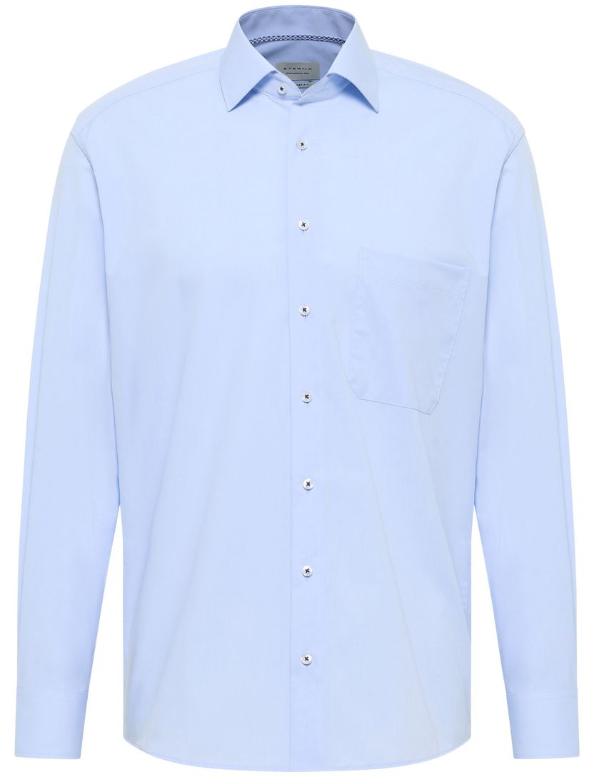 Eterna overhemd lichtblauw borstzak katoen