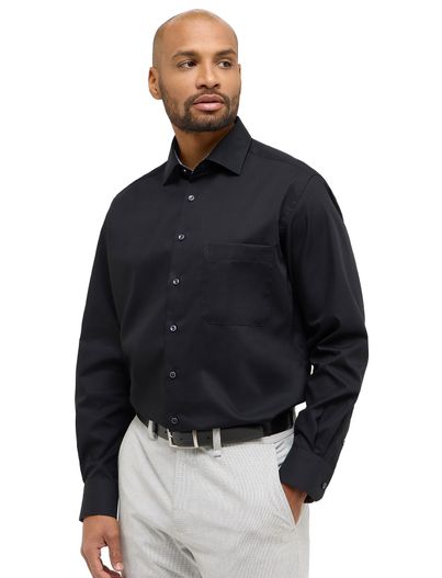 Eterna Eterna overhemd zwart Comfort Fit borstzak mouwlengte 7