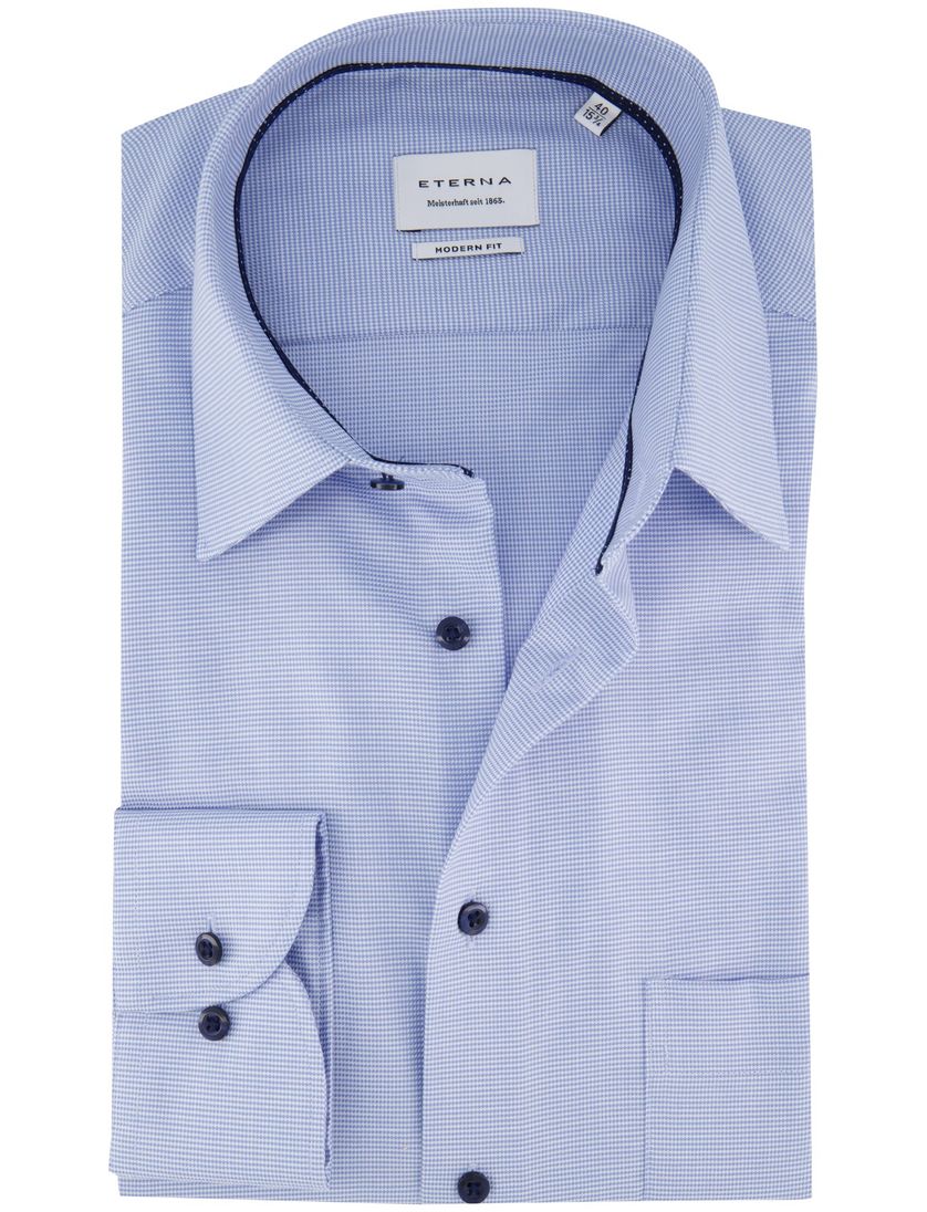 Eterna mouwlengte 7 overhemd blauw geprint modern fit