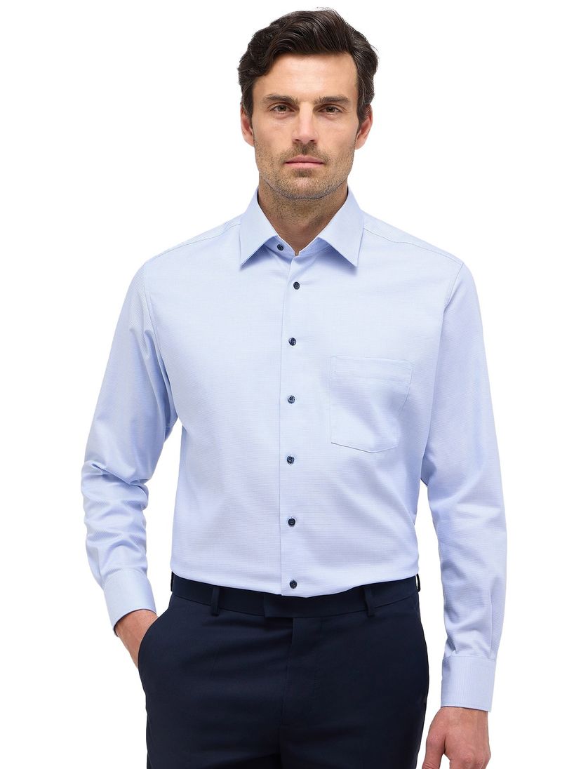 Eterna mouwlengte 7 overhemd blauw geprint modern fit