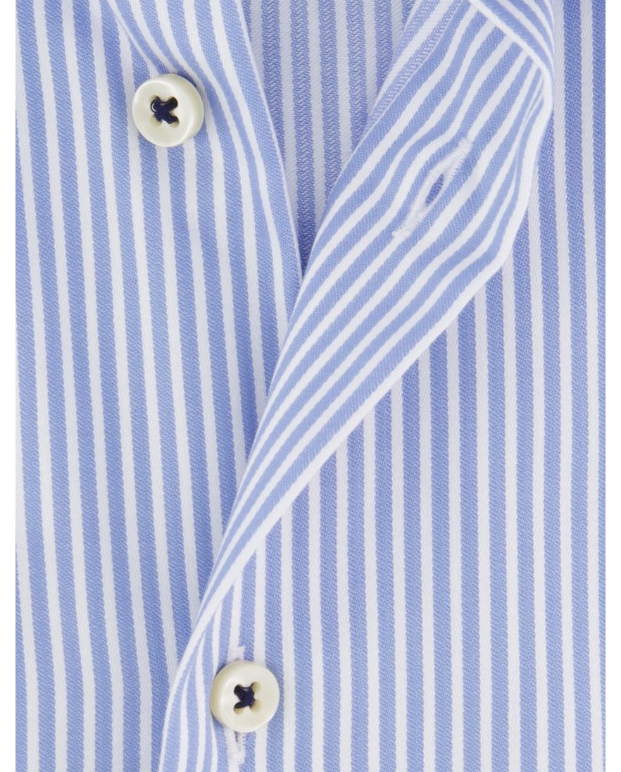 Eterna overhemd blauw gestreept comfort fit ml 7 strijkvrij