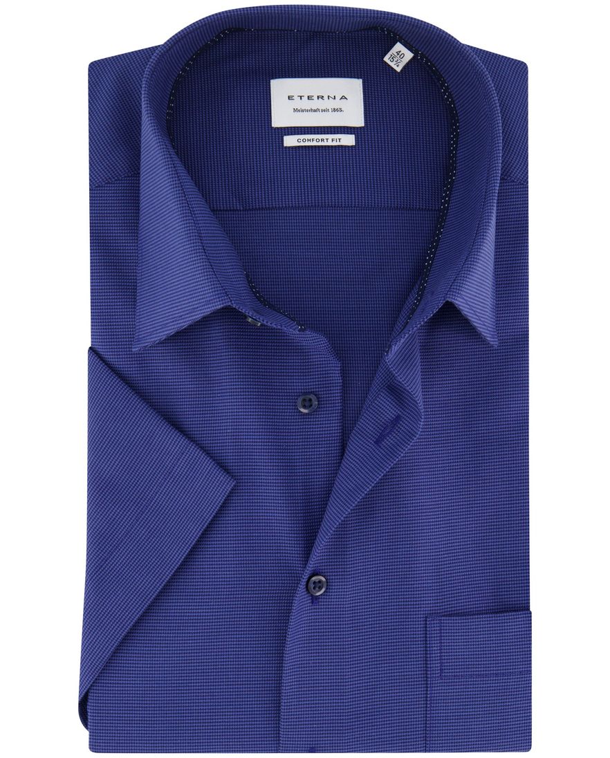 Eterna Comfort Fit overhemd blauw semi-wide collar