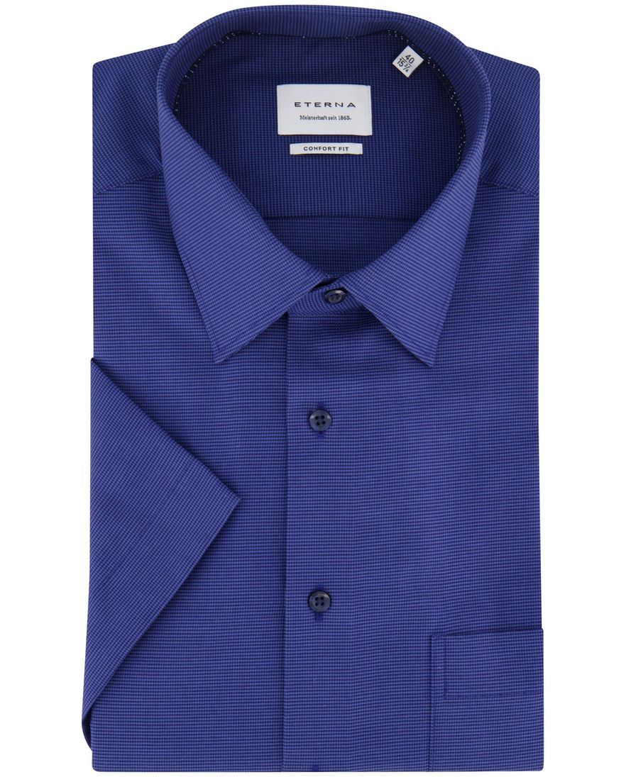 Eterna Comfort Fit overhemd blauw semi-wide collar