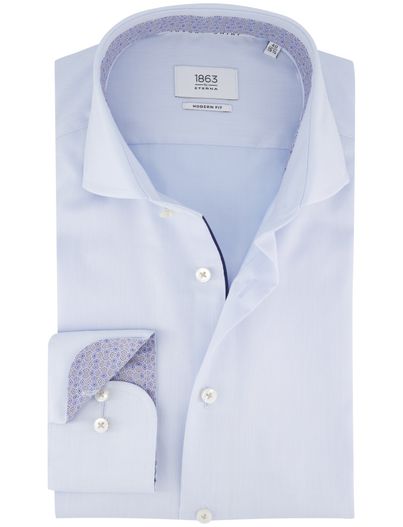 Eterna Eterna overhemd normale fit effen lichtblauw katoen
