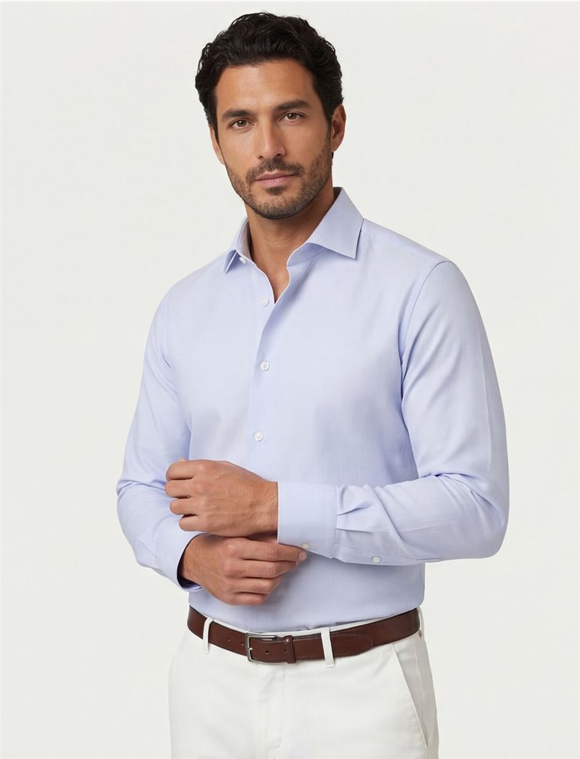 katoenen Eterna overhemd lichtblauw effen normale fit