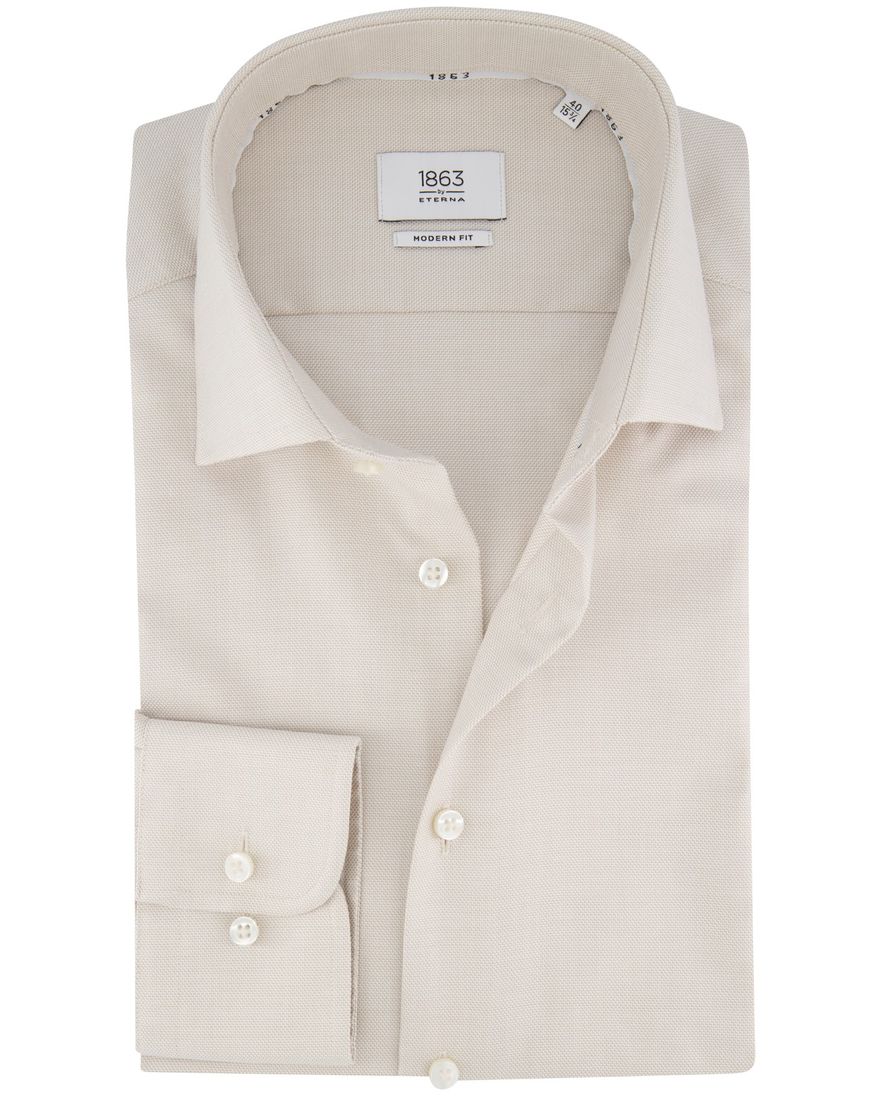 Eterna overhemd beige modern fit lange mouw