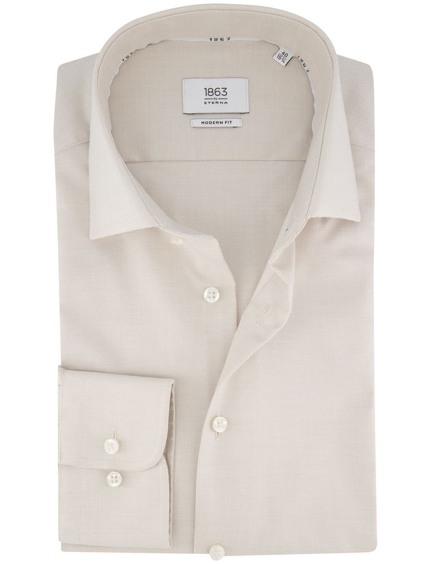 Eterna overhemd beige modern fit lange mouw