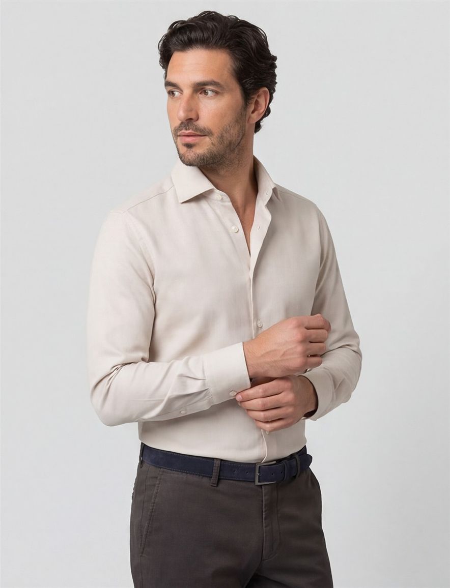 Eterna overhemd beige modern fit lange mouw