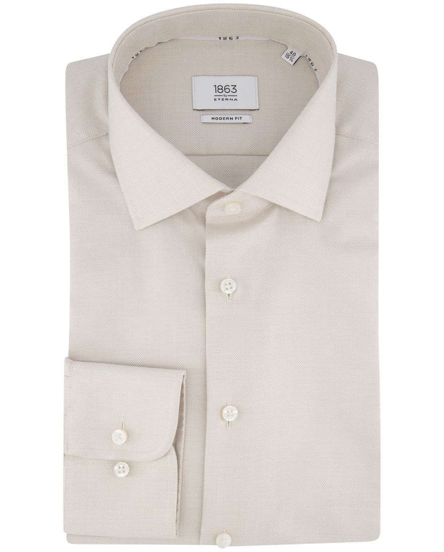 Eterna overhemd beige modern fit lange mouw