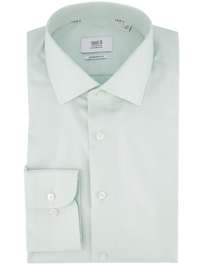 Eterna overhemd effen groen katoen normale fit