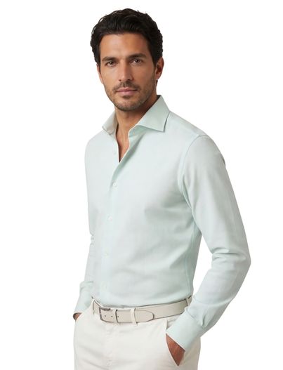 Eterna Eterna overhemd normale fit effen groen katoen