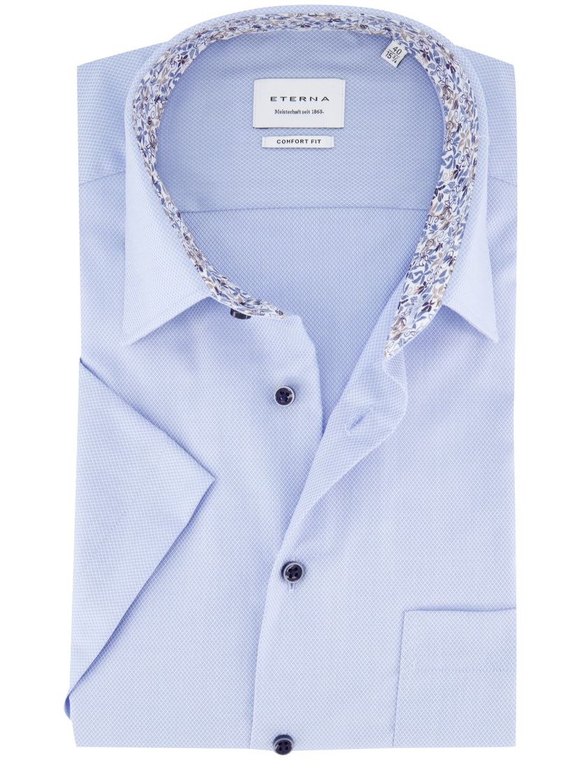 katoenen Eterna overhemd lichtblauw geprint wijde fit