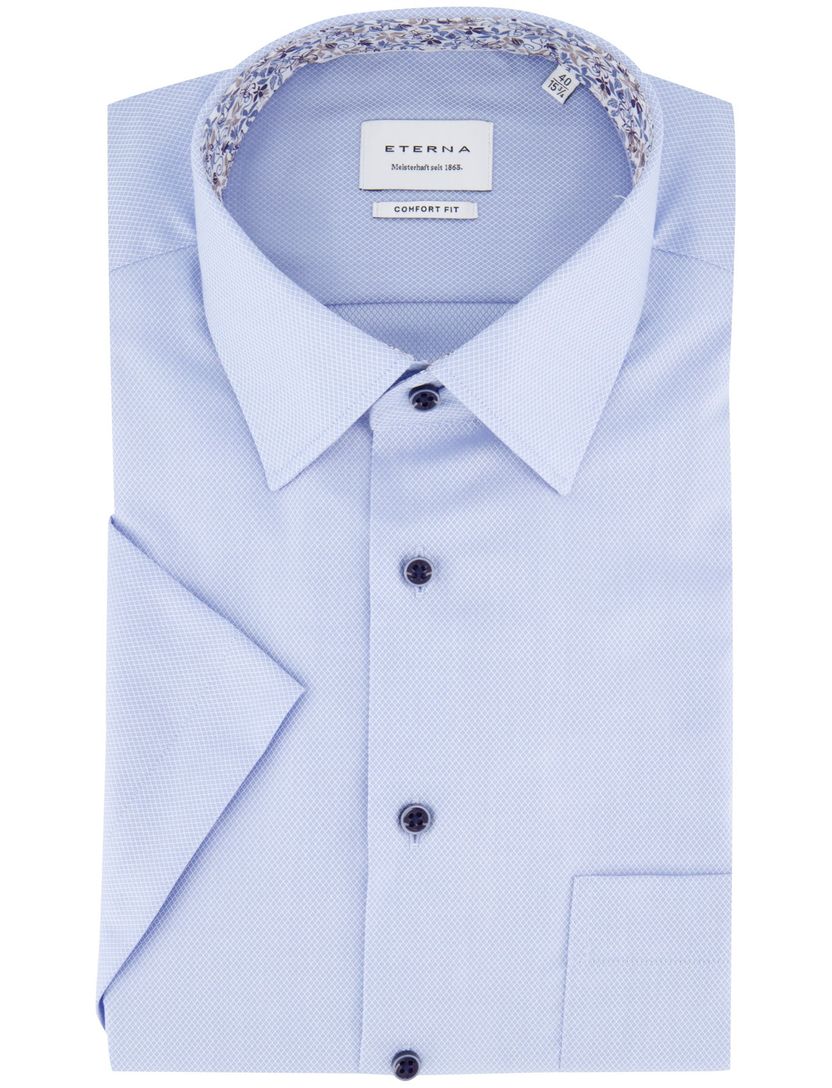 katoenen Eterna overhemd lichtblauw geprint wijde fit